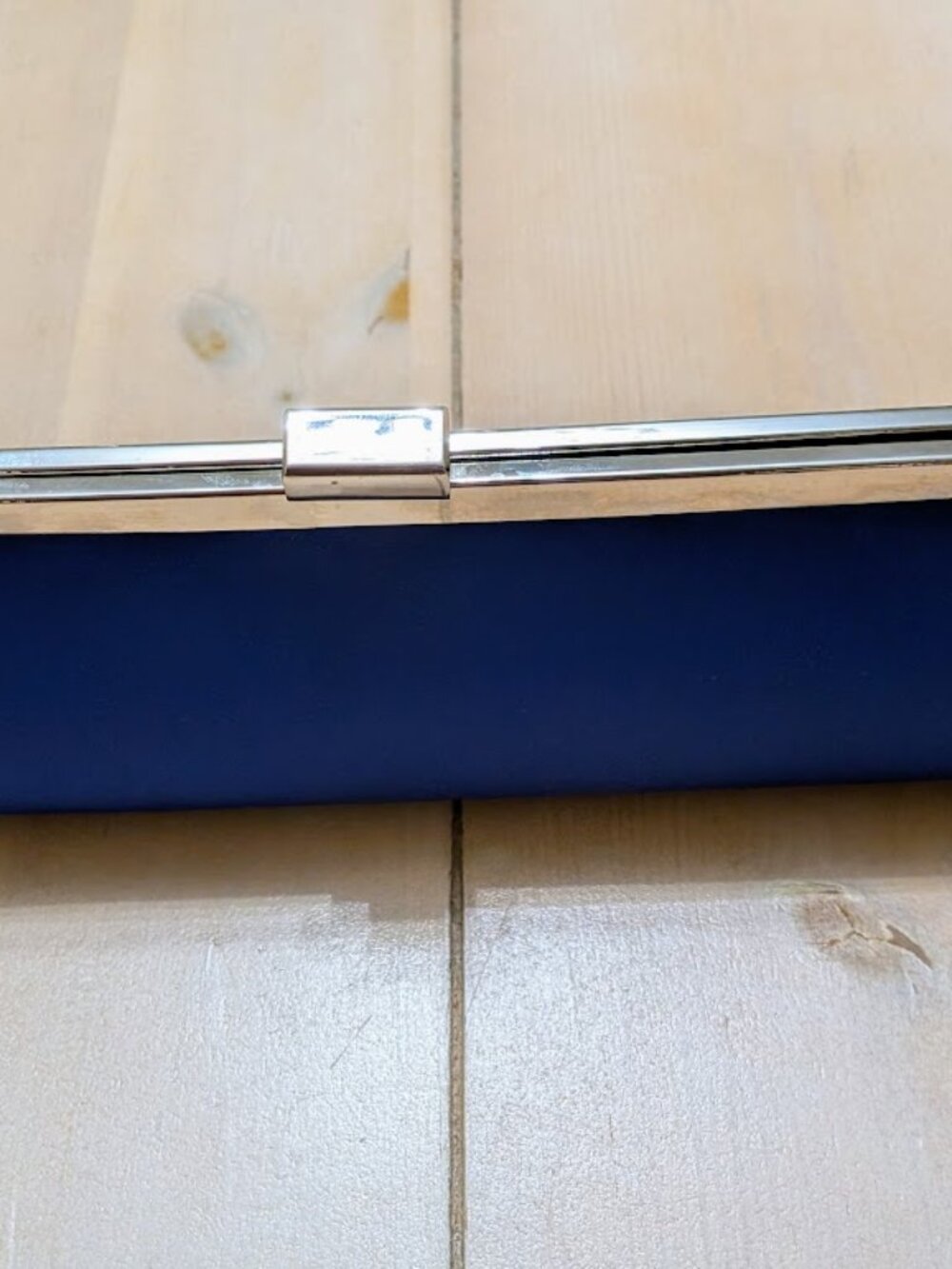 Vintage N.Y. Royal Blue Satin Evening Clutch Kiss Lock Formal Handbag Purse